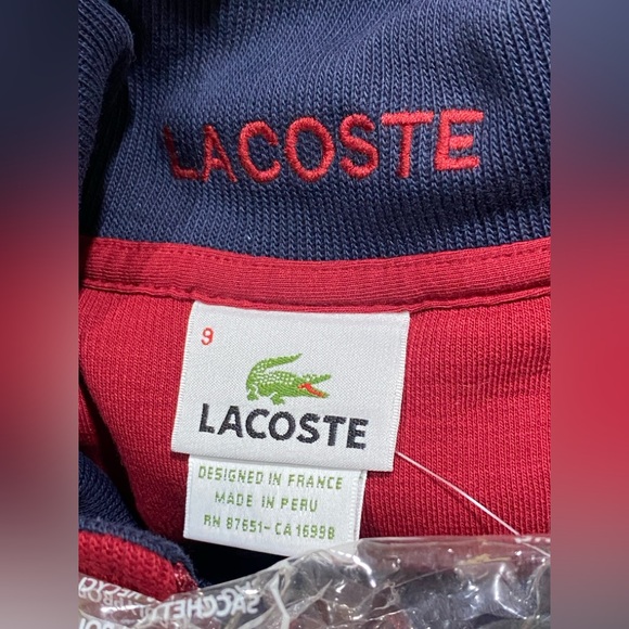 NWT Lacoste Half Zip Lightweight Interlock Sweatshirt size 9 - Picture 8 of 9